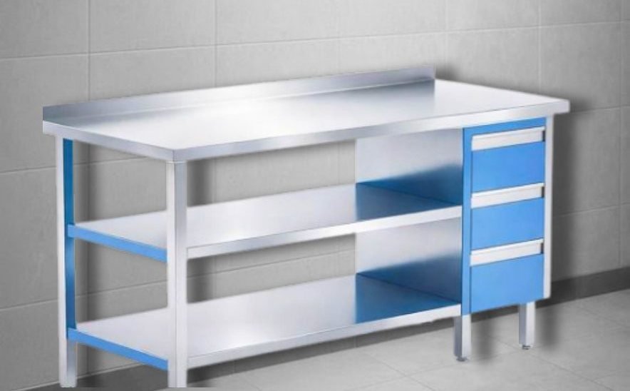 SS Work Table with 3 Drawers & 1 Locker